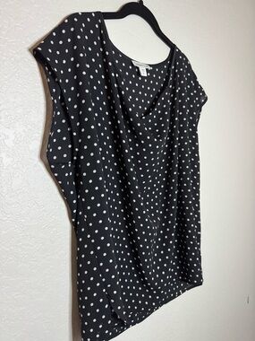 Coldwater Creek Black Blouse with White Polka Dots